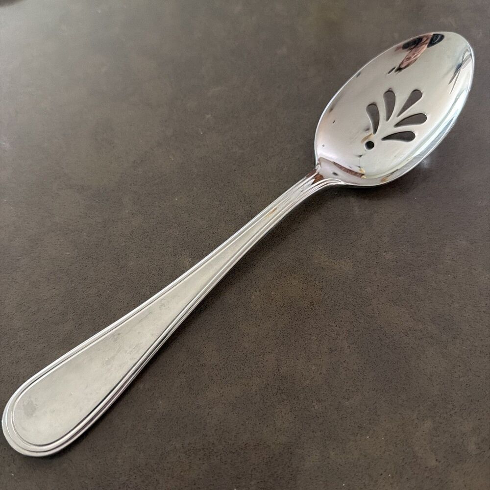 One (1) Savile Row Godinger 18/10 Stainless Steel Slotted Serving Spoon